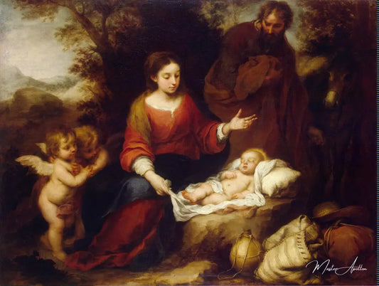 Le repos de la fuite en Égypte - Bartolomé Esteban Murillo - Reproductions de tableaux et peintures haut de gamme