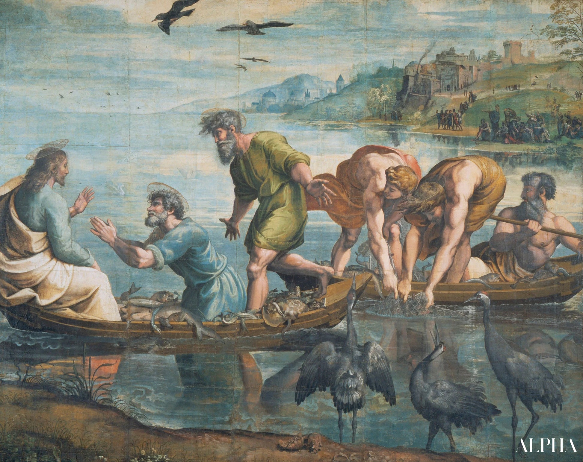 Le tirage miraculeux des poissons - Raphaël (peintre) - Reproductions de tableaux et peintures haut de gamme