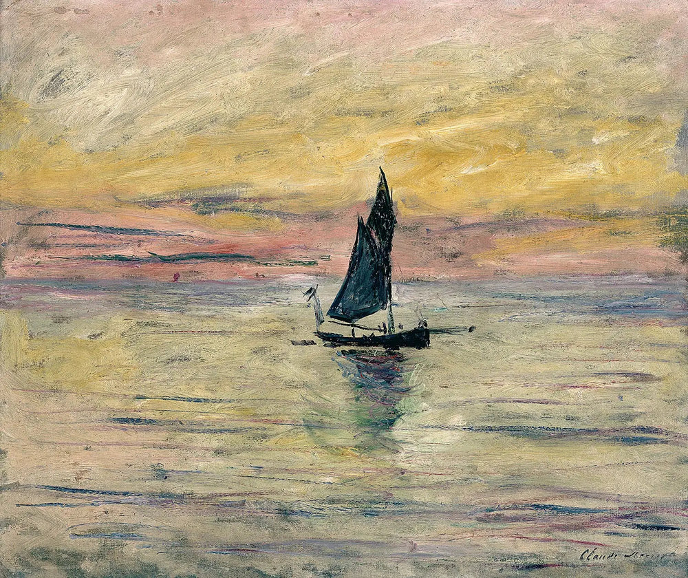 Le voilier, effet du soir - Claude Monet image 1 copie peinte à la main à l’huile