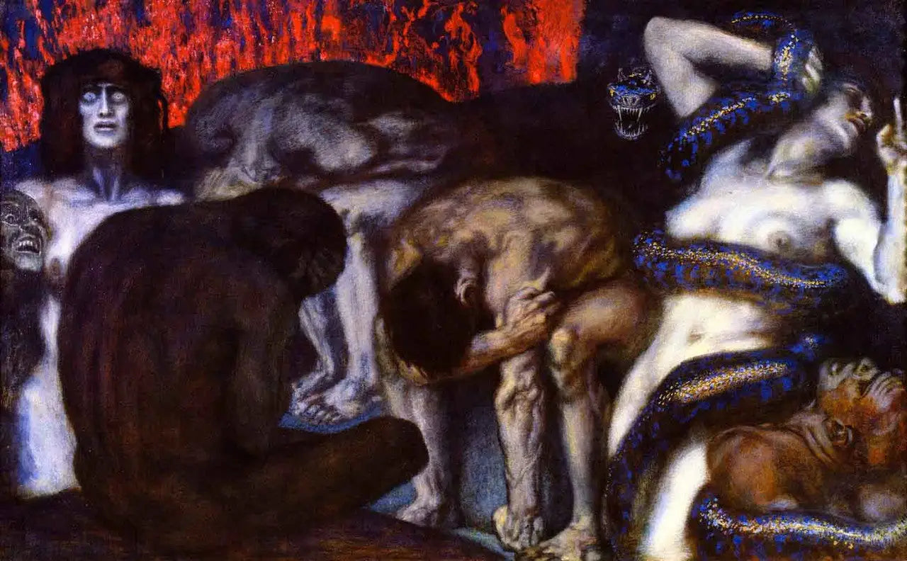 Reproduction du tableau « L'Enfer - Franz Von Stuck » par Alpha Reproduction en peinture à l’huile