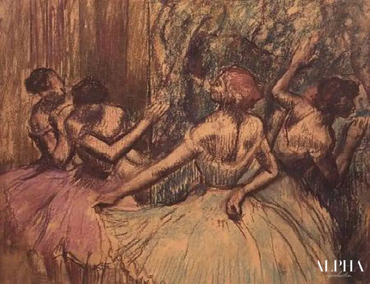 Les danseurs dans les ailes - Edgar Degas - Reproductions de tableaux et peintures haut de gamme