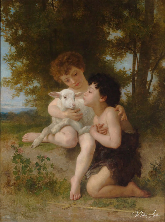 Les Enfants à L’Agneau - William Bouguereau Reproductions de tableaux à la peinture à l’huile