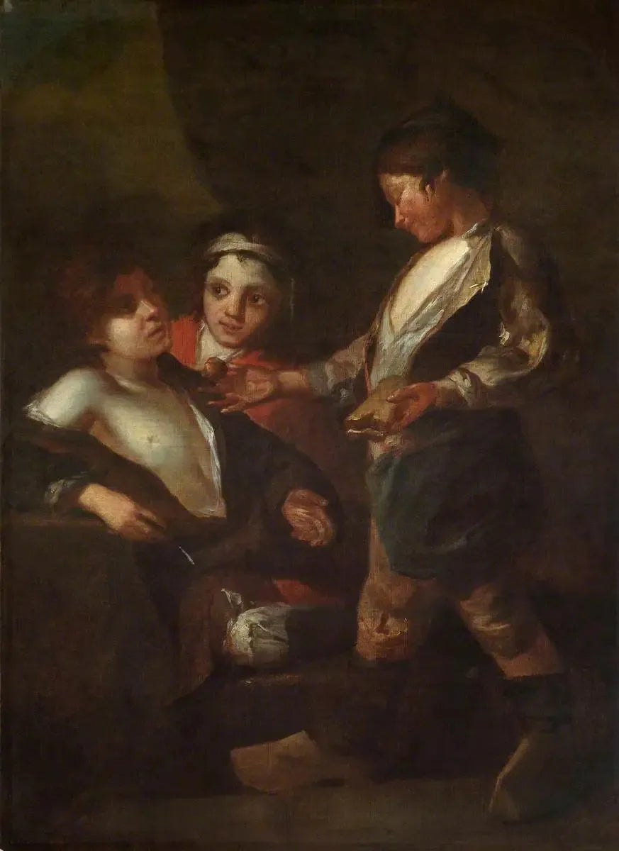 सड़क के बच्चे खाते हैं (डिप्टिक, दाहिने पैनल) - बारटोलोमे़ Esteban Murillo
