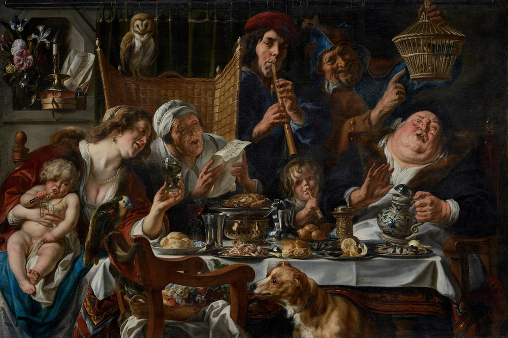 Les jeunes piaillent comme chantent les vieux - Jacob Jordaens image 1 copie de tableau peinte à la main