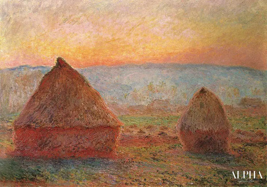 Les Meules à Giverny, soleil couchant - Claude Monet - Reproductions de tableaux et peintures haut de gamme