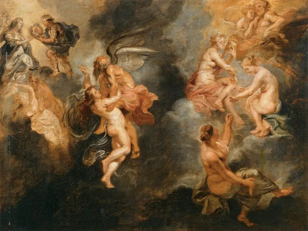 Les trois Parcs filant la destinée de Marie de Médicis - Peter Paul Rubens image 1 reproduction de peinture à l’huile