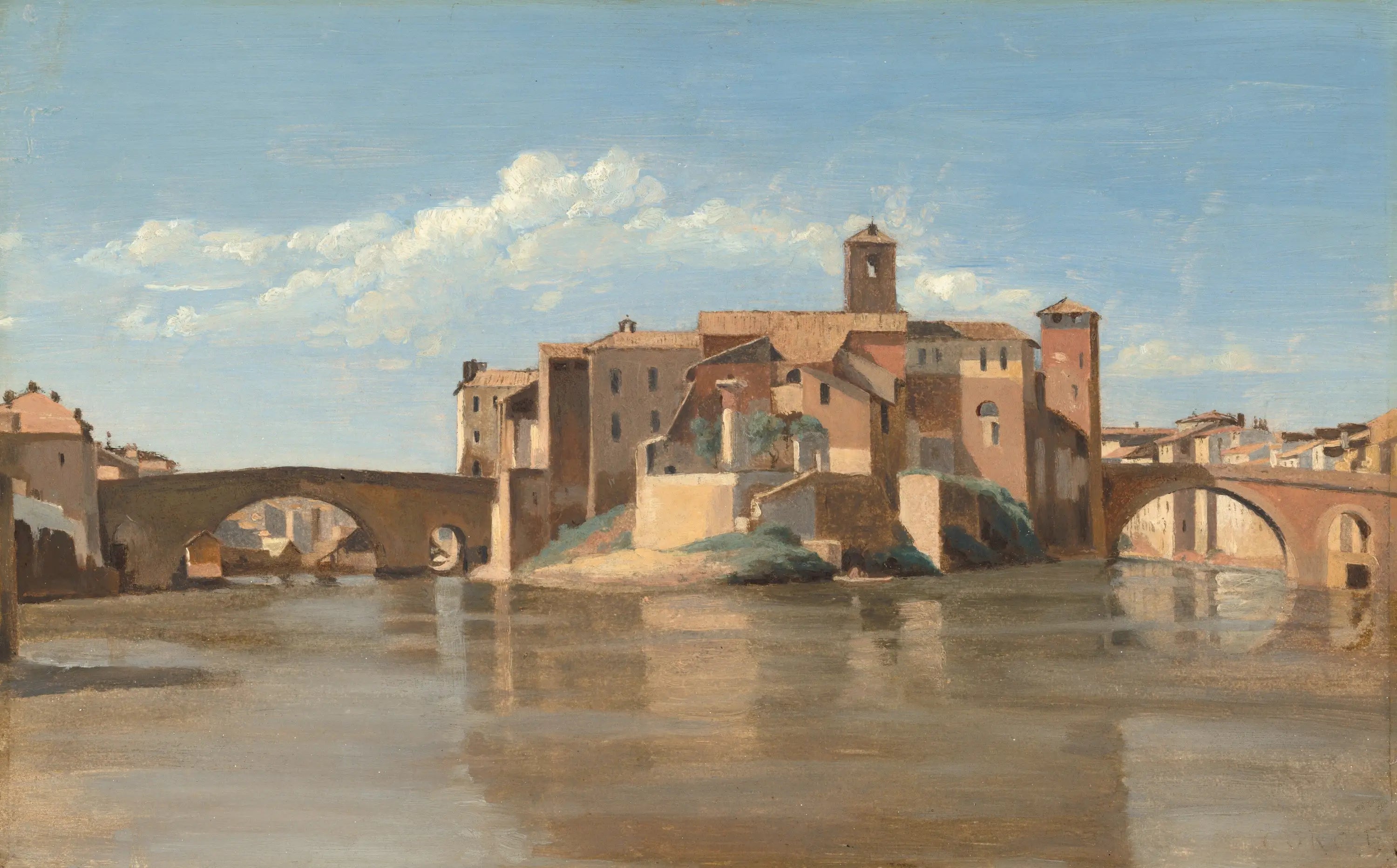 L’Île et le pont San Bartolomeo Rome - Jean-Baptiste Camille Corot - Alpha Reproduction