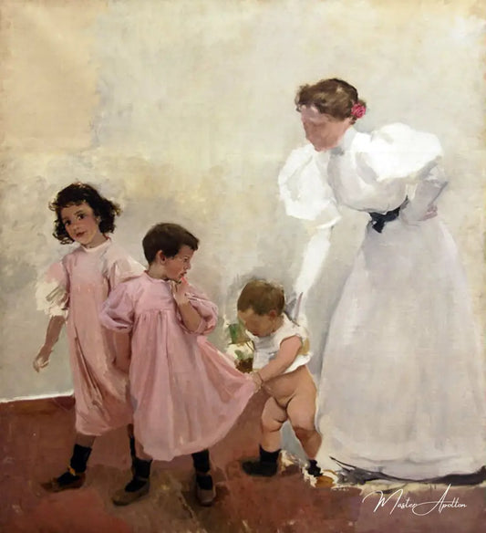 Ma femme et mes enfants - Sorolla - Reproductions de tableaux et peintures haut de gamme