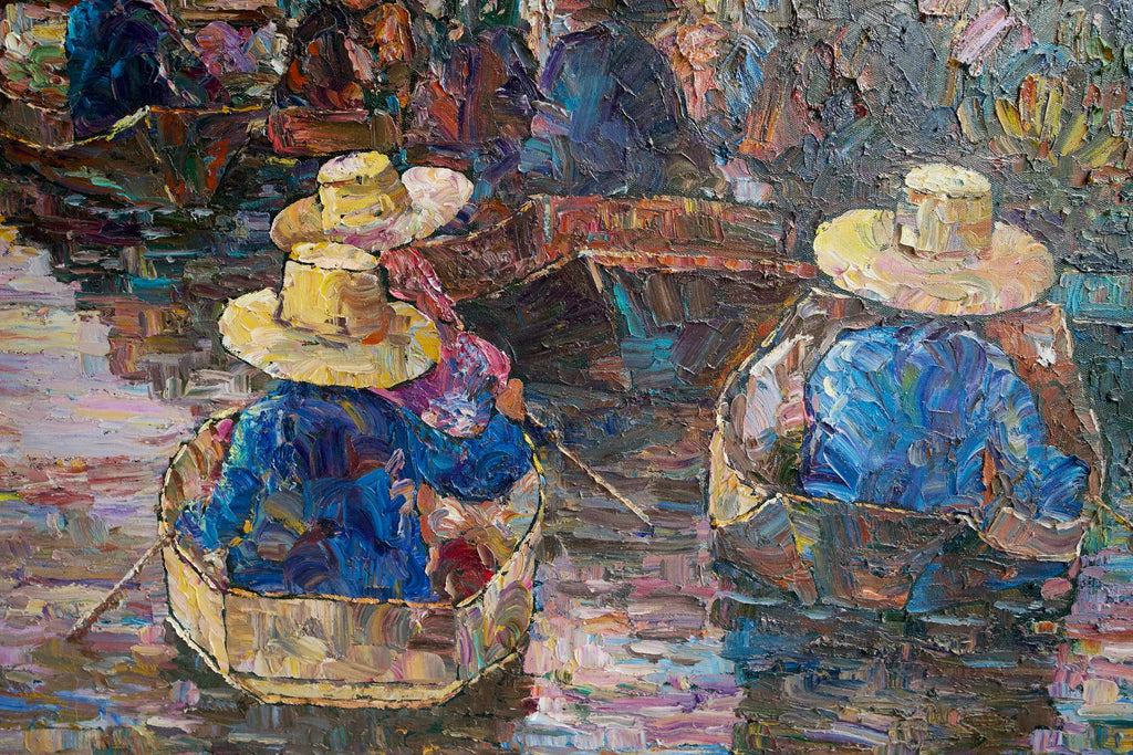 Marché flottant | 145 x 105 cm Reproductions de tableaux à la peinture à l’huile