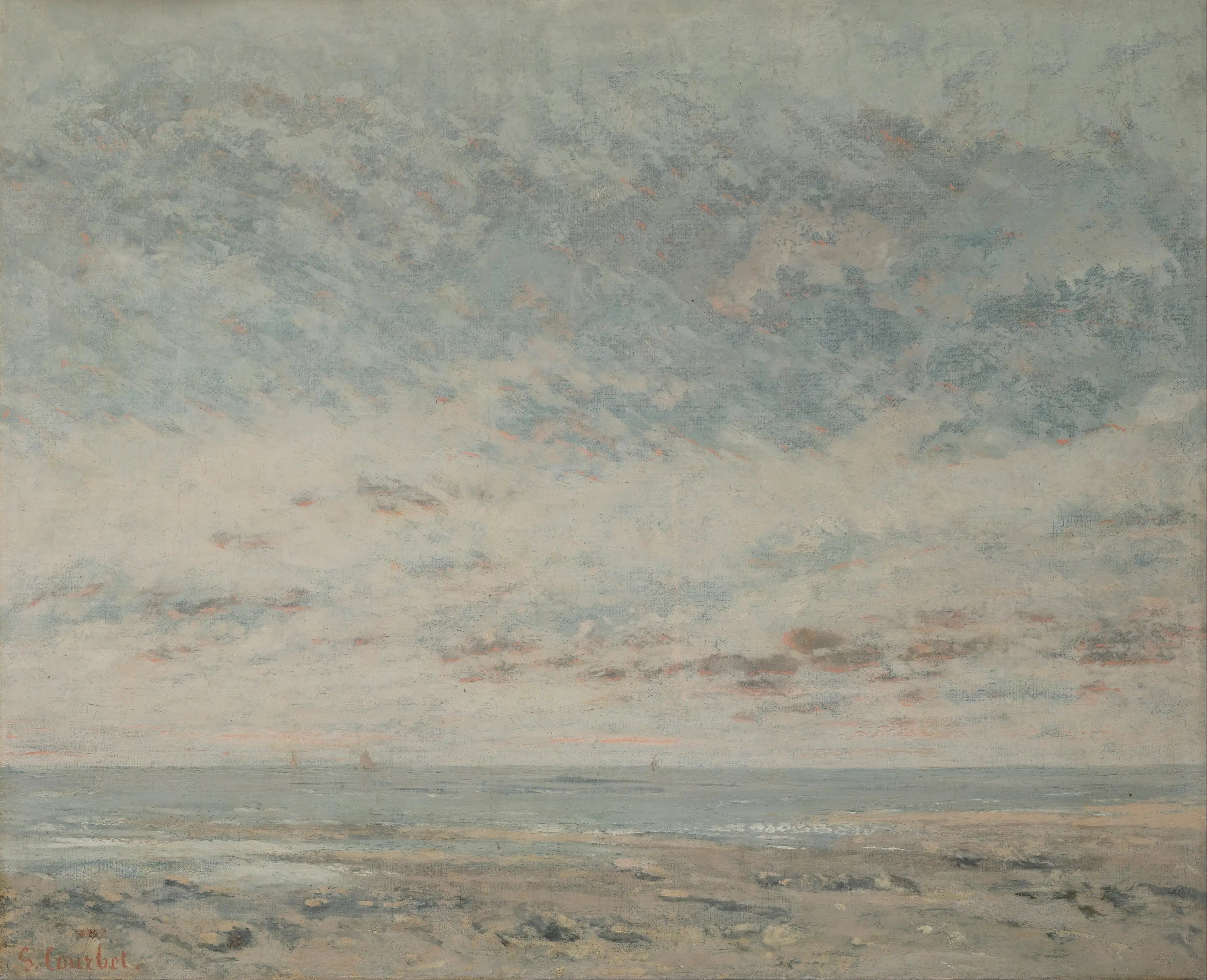 Marée basse à Trouville - Gustave Courbet image 1 copie peinte à la main à l’huile
