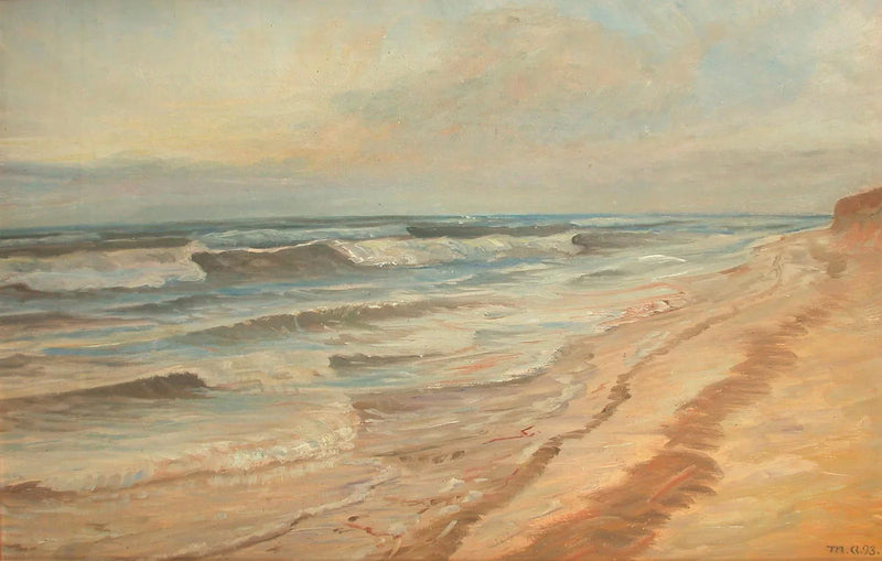 स्केगेन समुद्रतट पर उच्च ज्वार। -माइकल पीटर एंकर