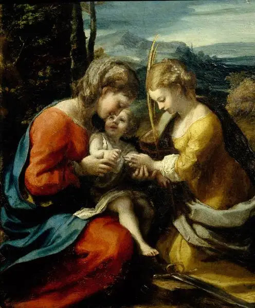 Mariage mystique de Sainte Catherine d'Alexandrie (musée Capodimonte) - Antonio da Correggio image 1 reproduction de peinture à l’huile