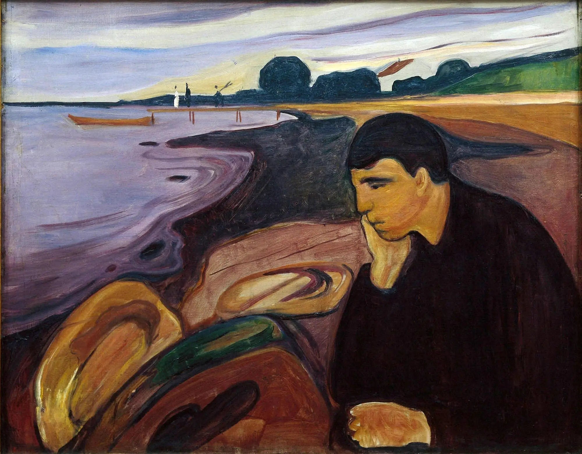 Mélancolie - Edvard Munch image 1 copie peinte à la main à l’huile