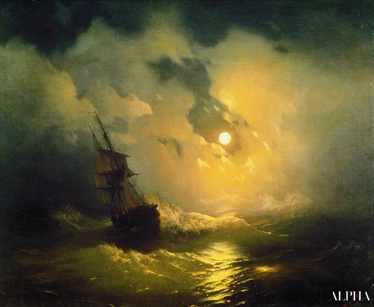 Mer houleuse la nuit, 1849 - Ivan Aïvazovski - Reproductions de tableaux et peintures haut de gamme