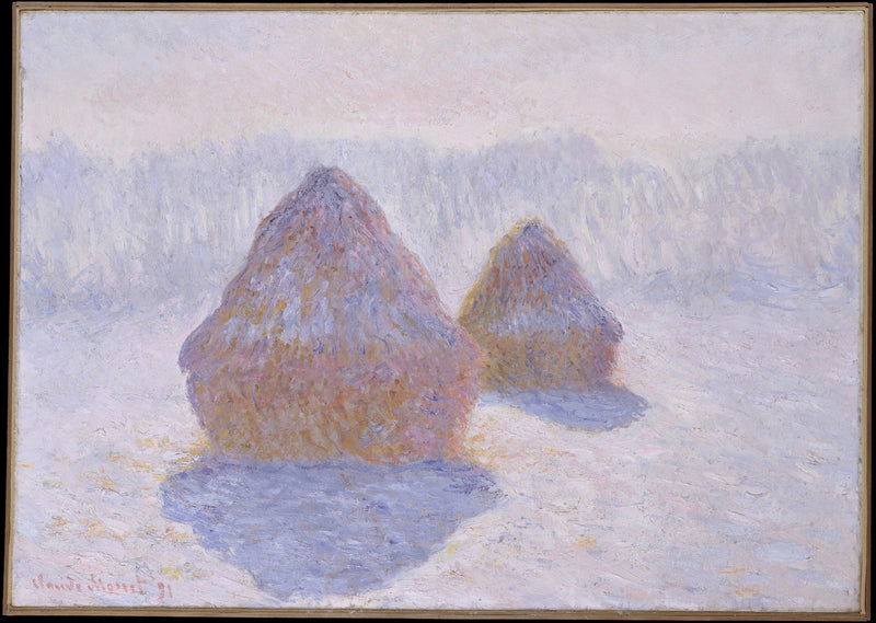 घास के तिनके: बर्फ़ का प्रभाव - Claude Monet