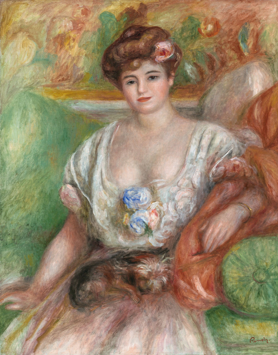 Portrait de Misia Sert au petit chien, 1907, Pierre-Auguste Renoir, Barnes Foundation BF565 – reproduction peinture à l’huile