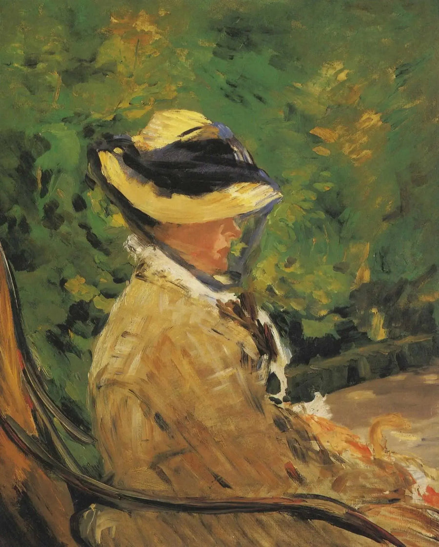 Mme Édouard Manet बेलव्यू गार्डन में - Édouard Manet