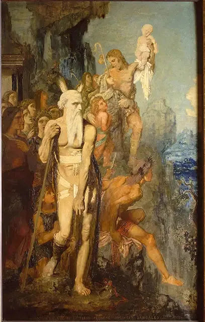 Moïse, en vue de la Terre Promise, ôte ses sandales - Gustave Moreau image 1 reproduction de peinture à l’huile