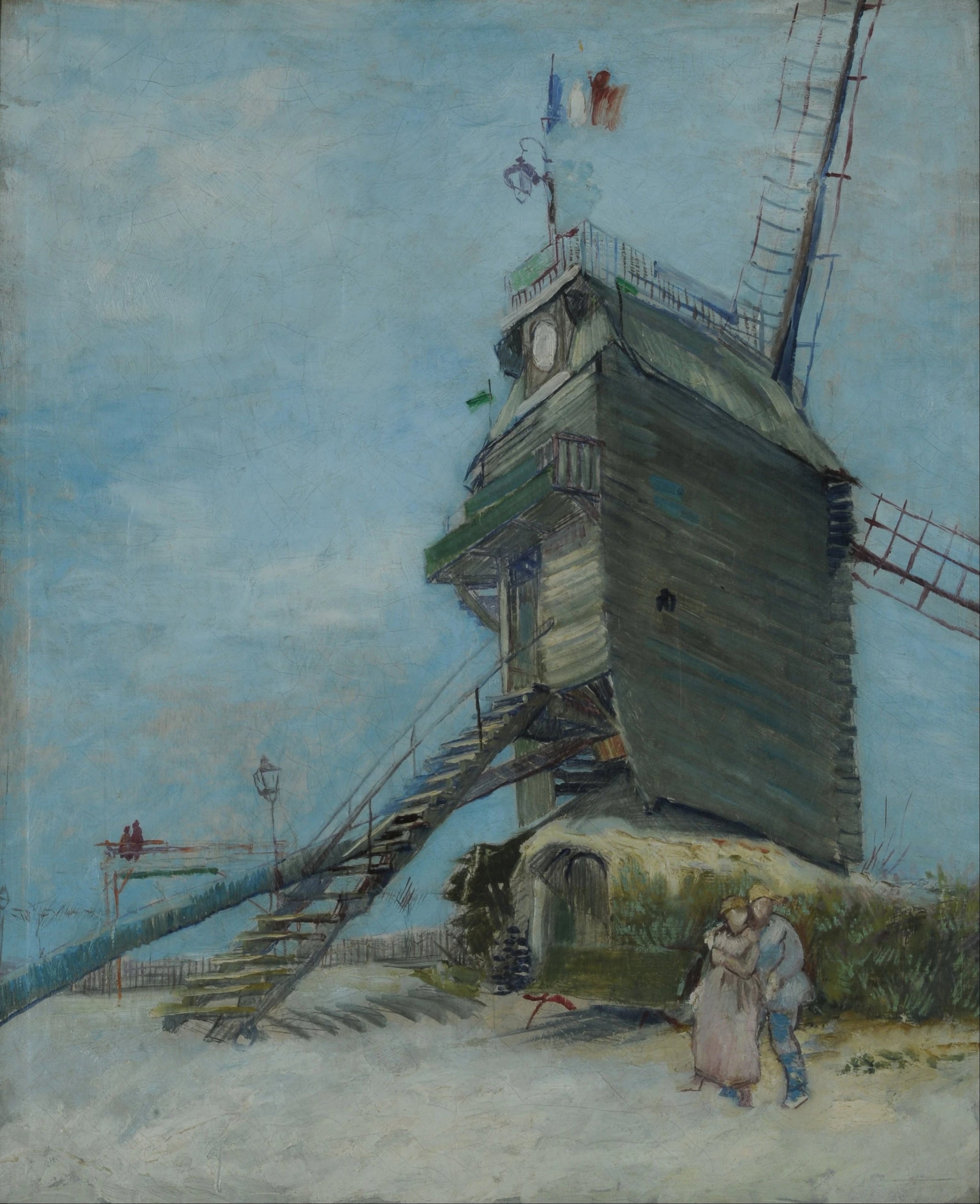 Le Moulin de la Galette F348 — moulin du Blute-Fin et promeneurs peints par Vincent van Gogh à Montmartre