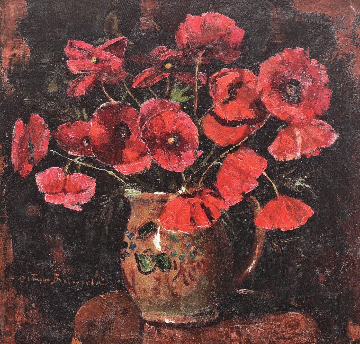Nature morte aux coquelicots – Octav Băncilă, peinture de coquelicots