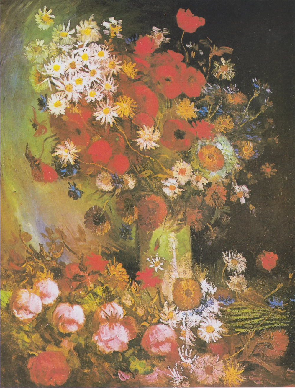 Nature morte aux fleurs des prés et aux roses - Vincent van Gogh image 1 reproduction de peinture à l’huile