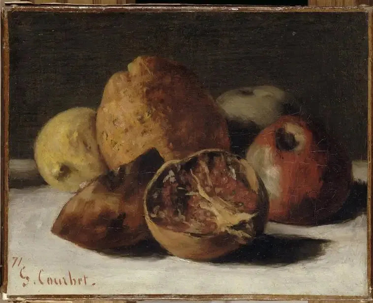 फल और अनार के साथ मृत प्रकृति - Gustave Courbet