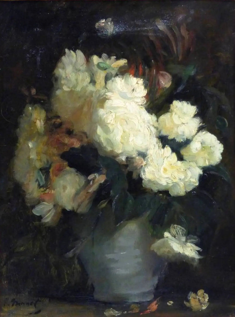 सफेद पीओनी और अन्य फूलों के साथ मृत प्रकृति - Édouard Manet