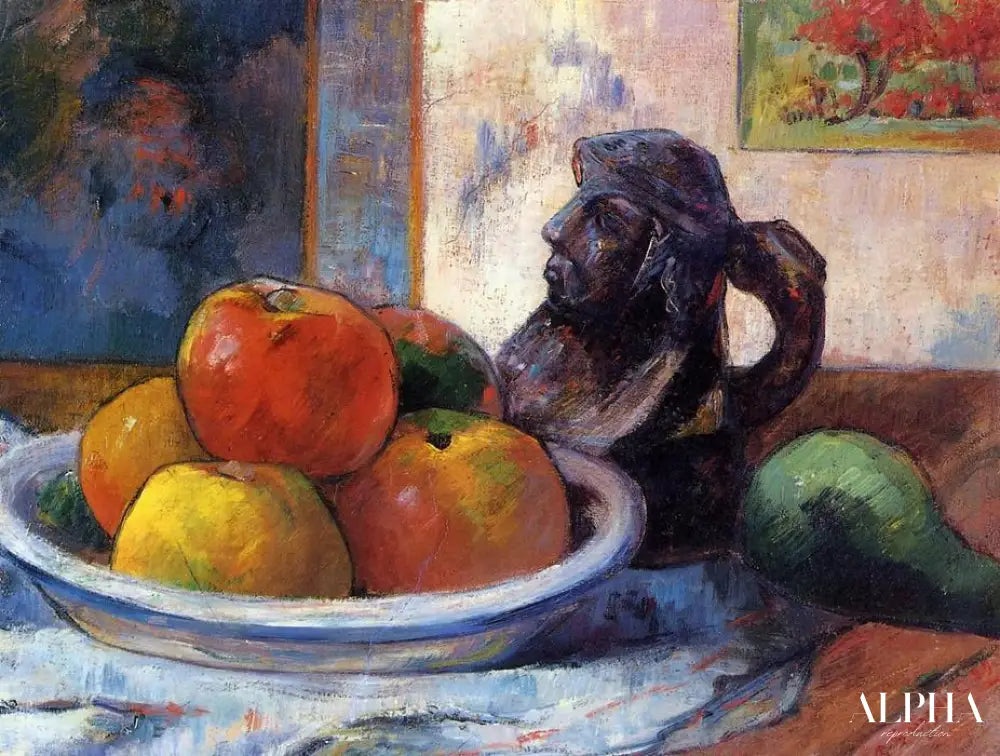 Nature morte avec des pommes, une poire et une cruche - Paul Gauguin - Reproductions de tableaux et peintures haut de gamme