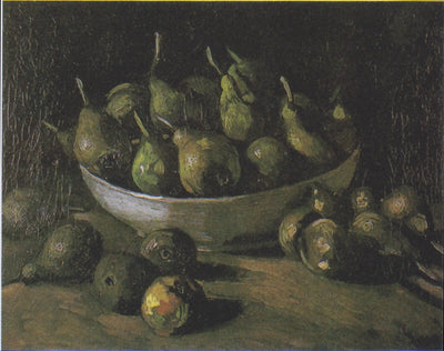 Reproduction du tableau « Nature morte avec un bol en pierre et des poires - Vincent van Gogh » par Alpha Reproduction en peinture à l’huile
