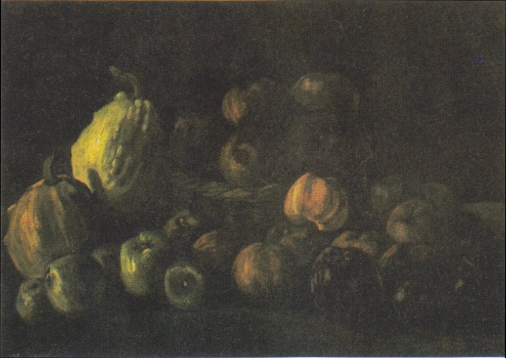 Nature morte avec un panier de pommes et deux citrouilles - Vincent van Gogh image 1 copie peinte à la main à l’huile