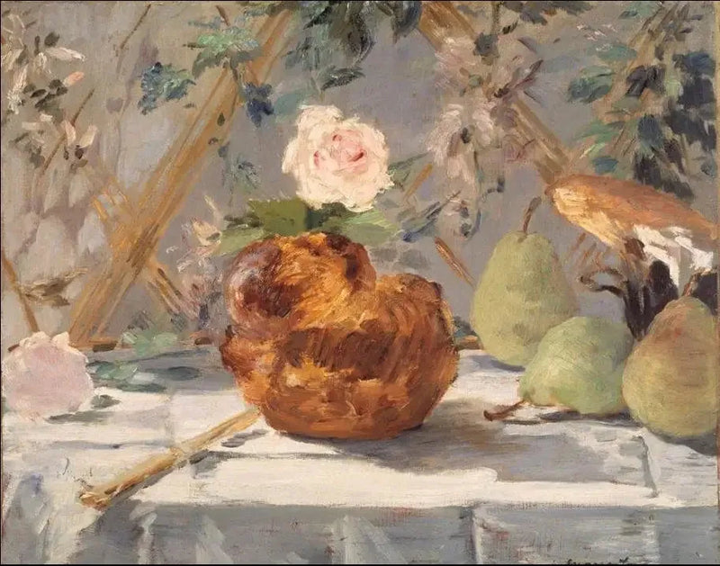 मृत प्रकृति, ब्रीओच, फूल, नाशपाती - Édouard Manet