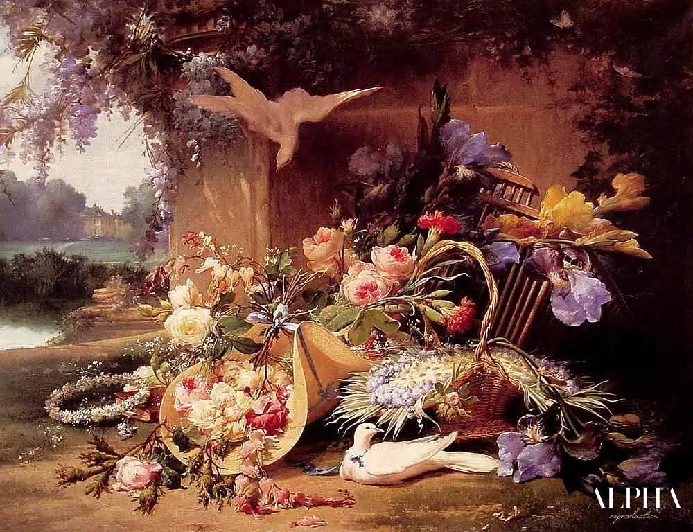 Nature morte élégante avec des fleurs - Eugène Bidau - Reproductions de tableaux et peintures haut de gamme