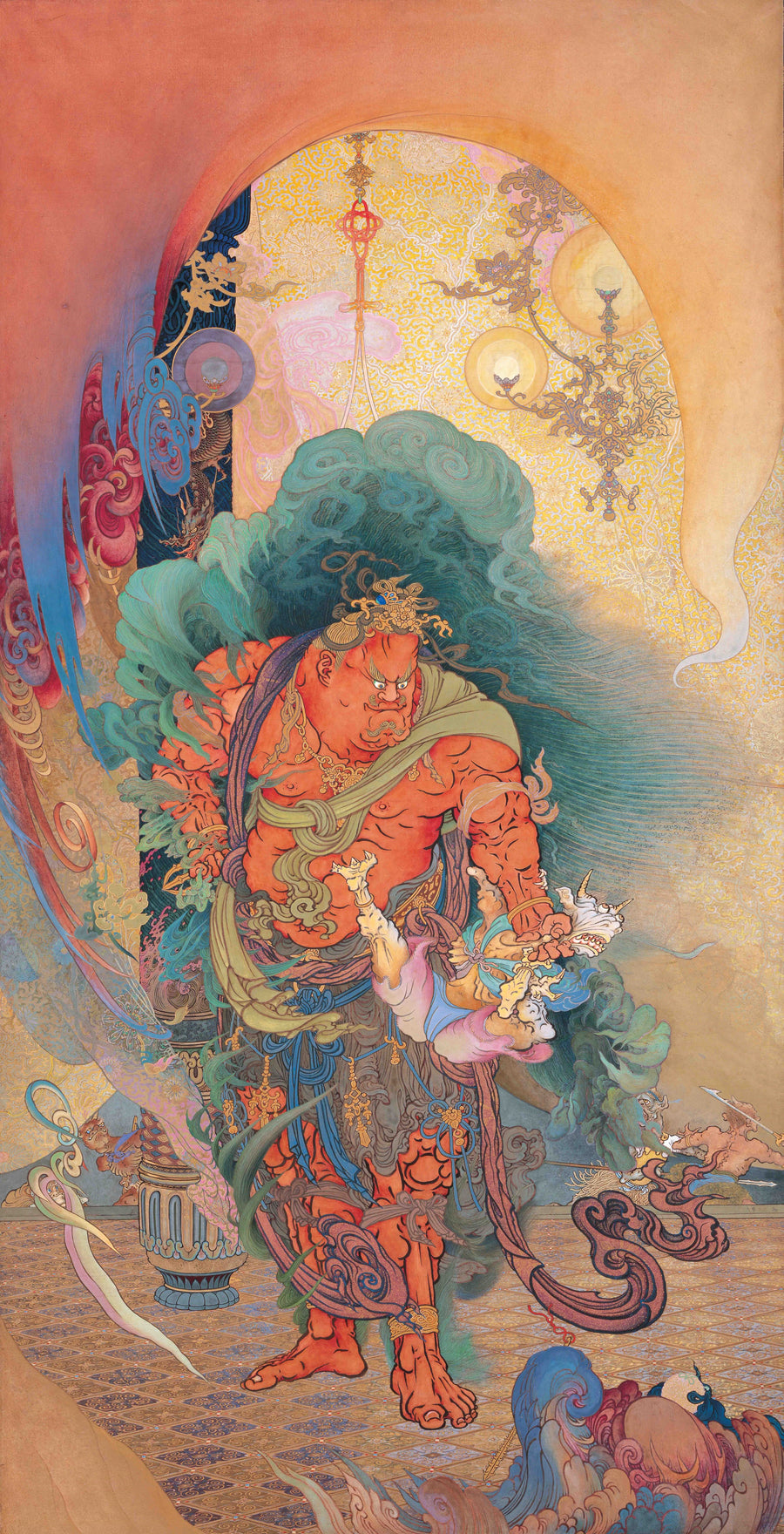 Nio saisissant un esprit maléfique, Kanō Hōgai, 1886