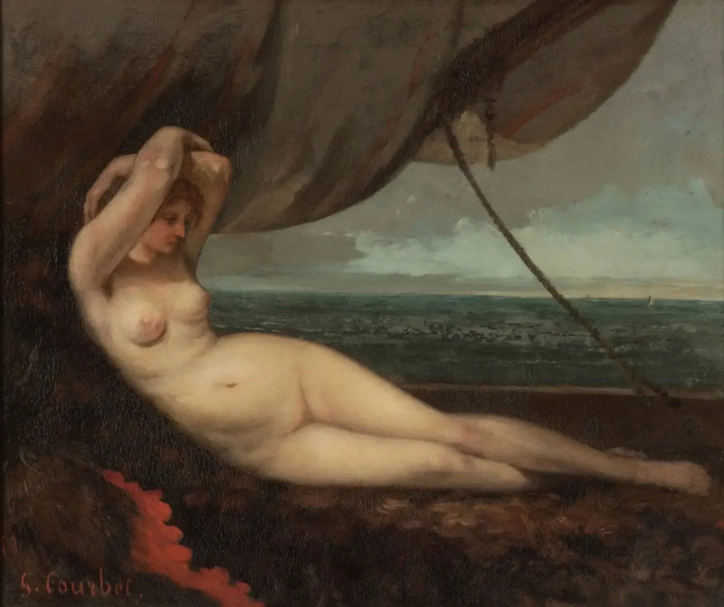 समुद्र के किनारे आरामदायक स्थिति में - Gustave Courbet