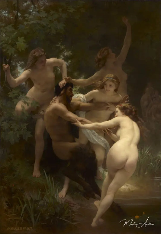 Nymphes et satyre - William Bouguereau - Reproductions de tableaux et peintures haut de gamme