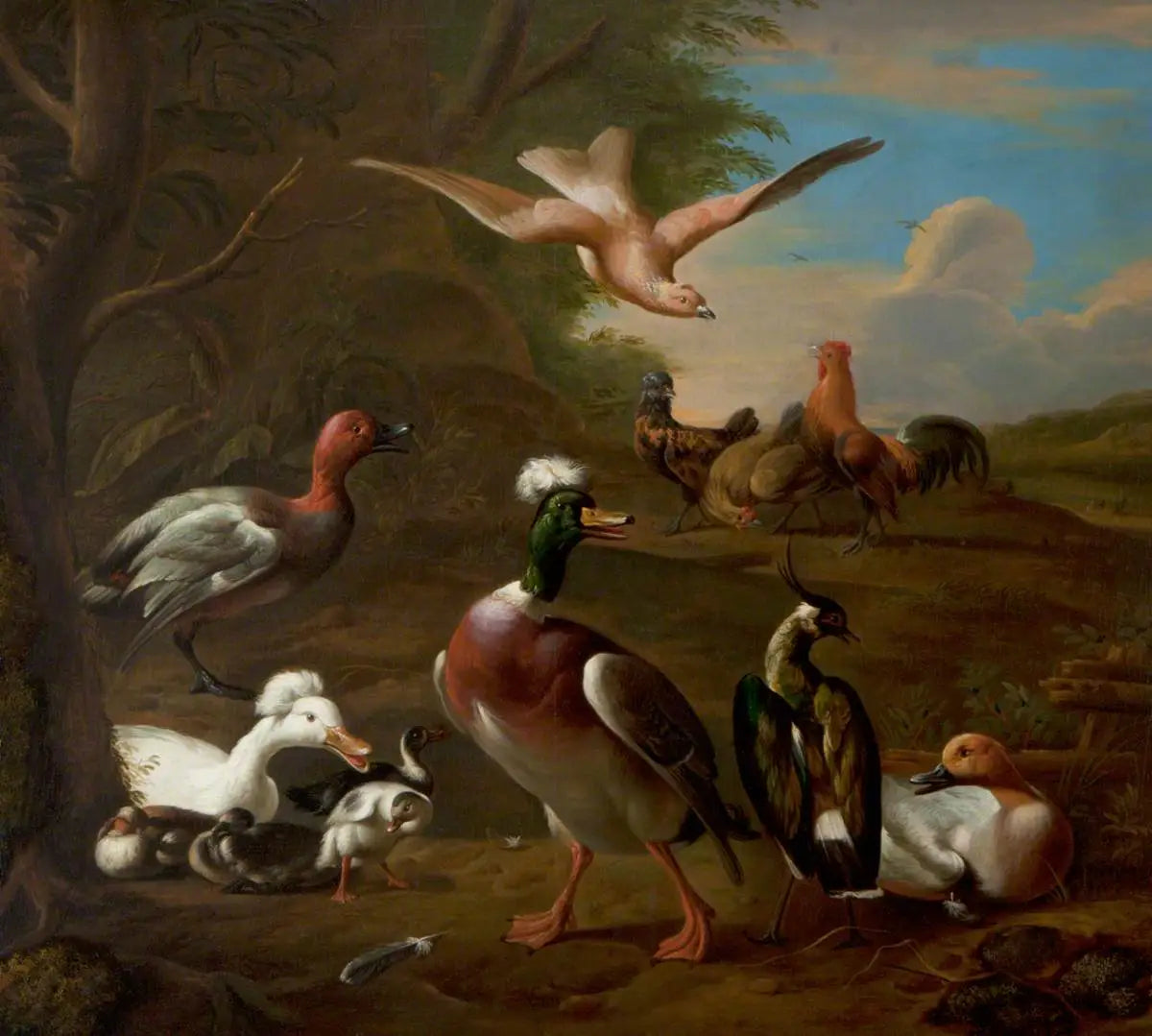 Oiseaux dans un paysage - Melchior de Hondecoeter image 1 reproduction artisanale de tableau