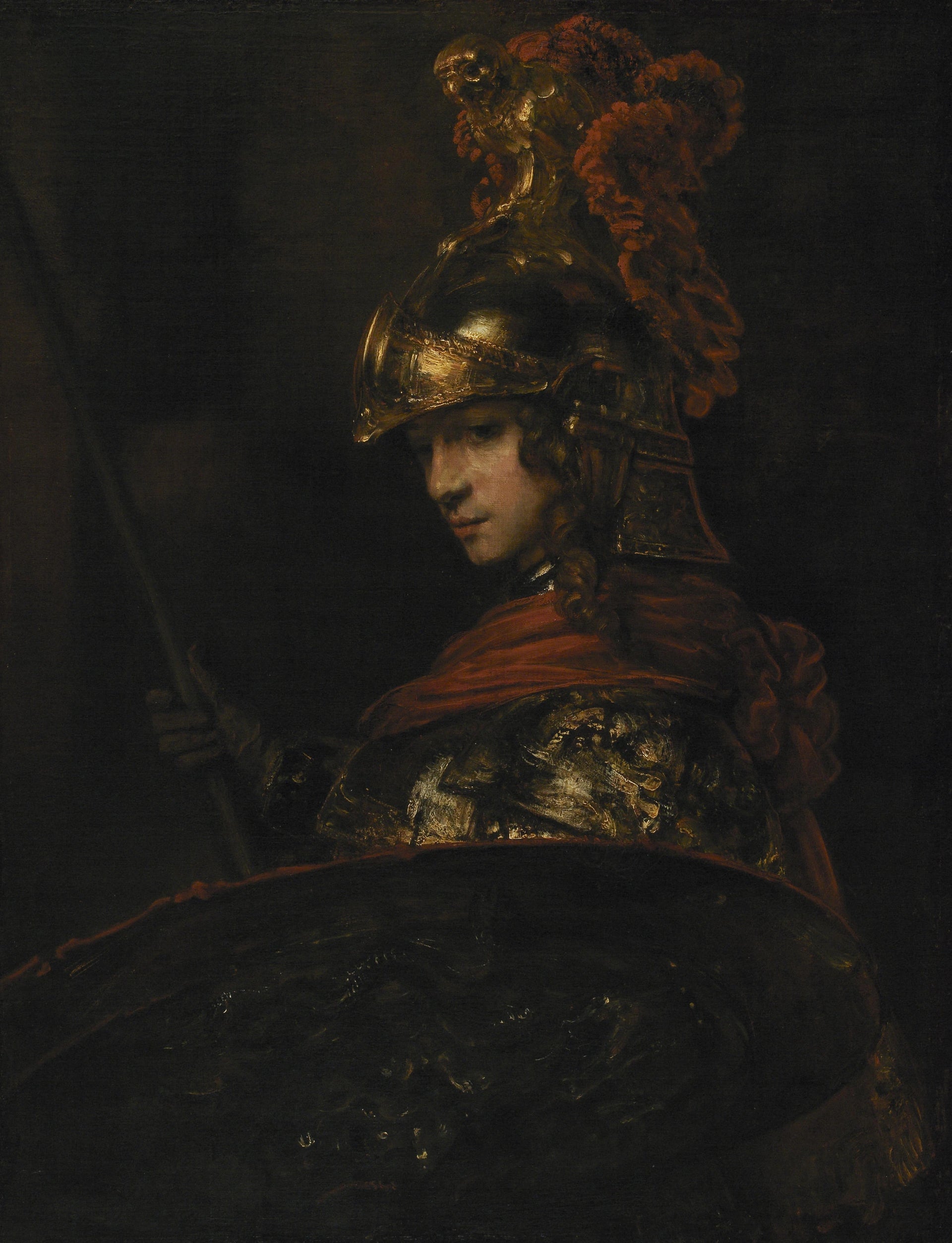 Pallas Athéna — Rembrandt et un élève, vers 1657, Musée Calouste Gulbenkian