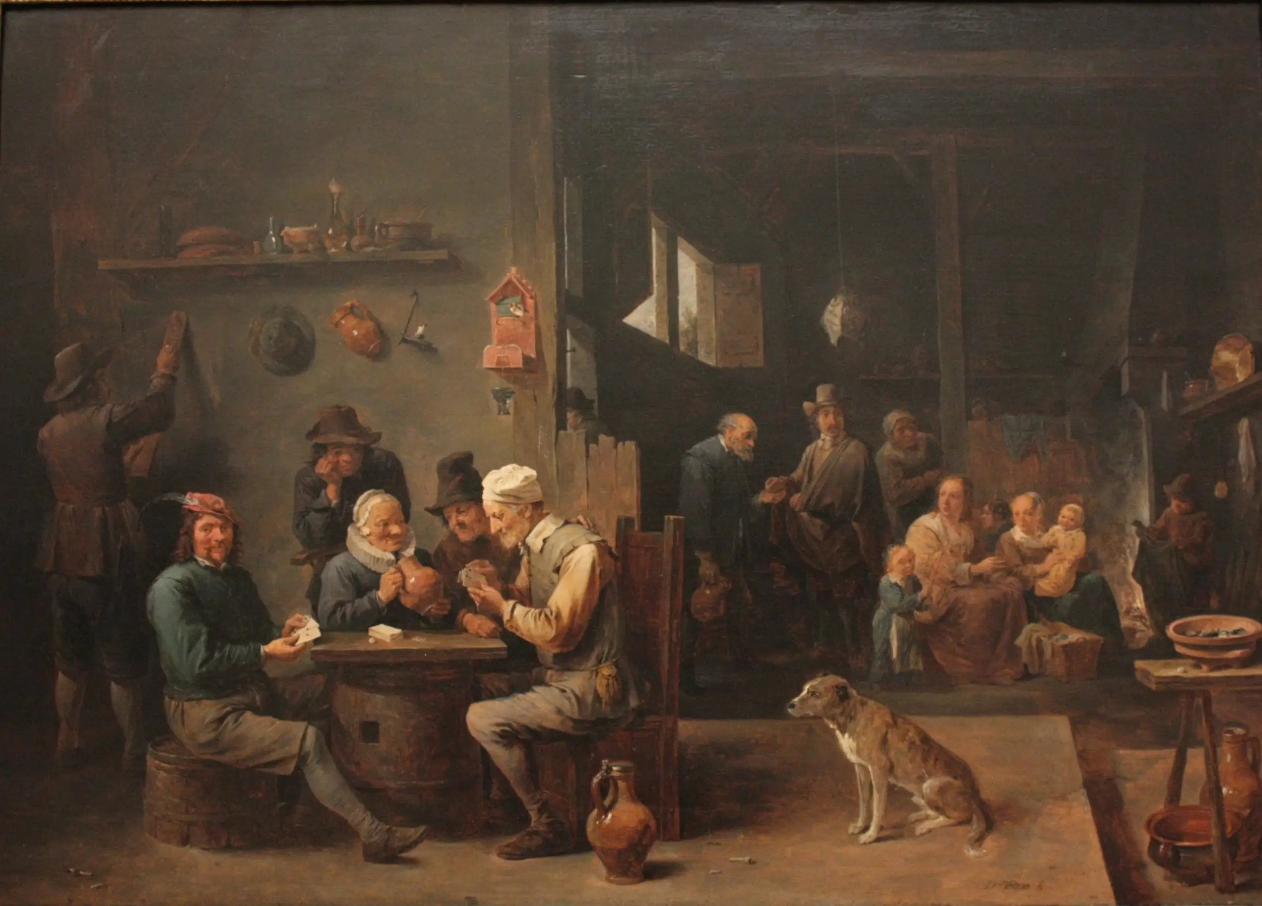 Partie de cartes dans une hôtellerie - David Teniers le Jeune image 1 copie peinte à la main à l’huile