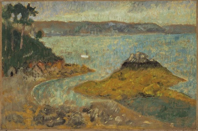 Ile de la douane sur le Trieux et bateau blanc, peinture de Paul Sérusier