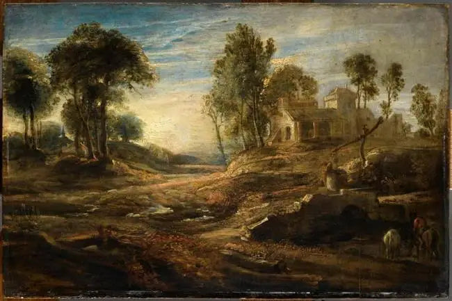 Paysage à l'abreuvoir - Peter Paul Rubens image 1 copie peinte à la main à l’huile