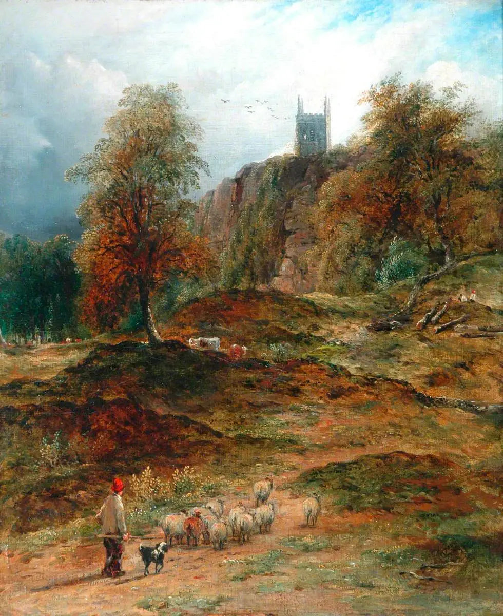 Paysage avec berger ramenant le troupeau à la maison (Derbyshire) - John Constable image 1 reproduction d’œuvre d’art à l’huile