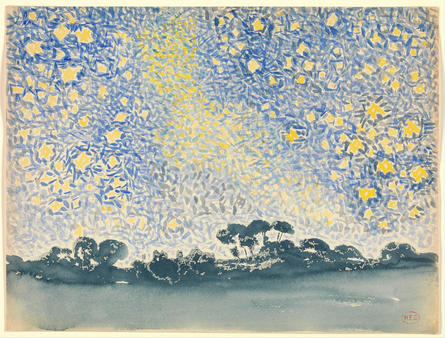 Paysage avec étoiles - Henri-Edmond Cross image 1 reproduction réalisée par Alpha Reproduction