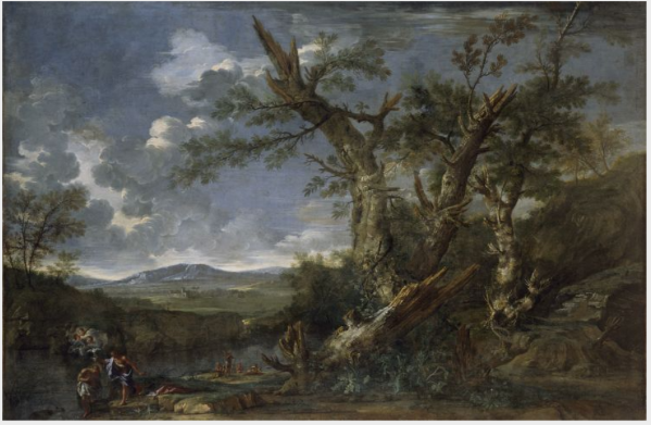 Paysage avec le baptême du Christ dans le Jourdain - Salvator Rosa