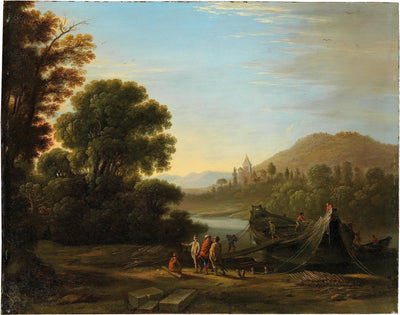 Paysage avec personnages chargeant du bois sur un bateau - Claude Lorrain - Alpha Reproduction