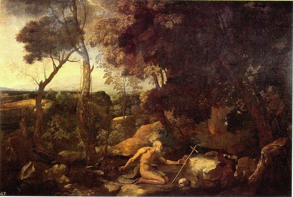 Paysage avec Saint Paul l'Ermite - Nicolas Poussin image 1 reproduction réalisée par Alpha Reproduction