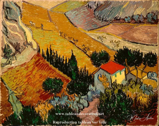 Paysage avec une maison et un laboureur - Van Gogh - Reproductions de tableaux et peintures haut de gamme