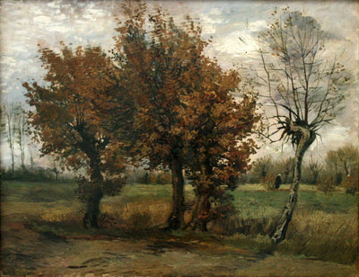 Reproduction du tableau « Paysage d'automne avec quatre arbres - Vincent van Gogh » par Alpha Reproduction en peinture à l’huile