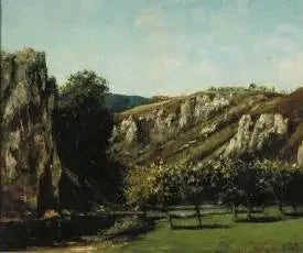 पहाड़ी परिदृश्य जिसमें फलदार पेड़ हैं, ऑर्नान्स - गस्टाव कोर्बेट