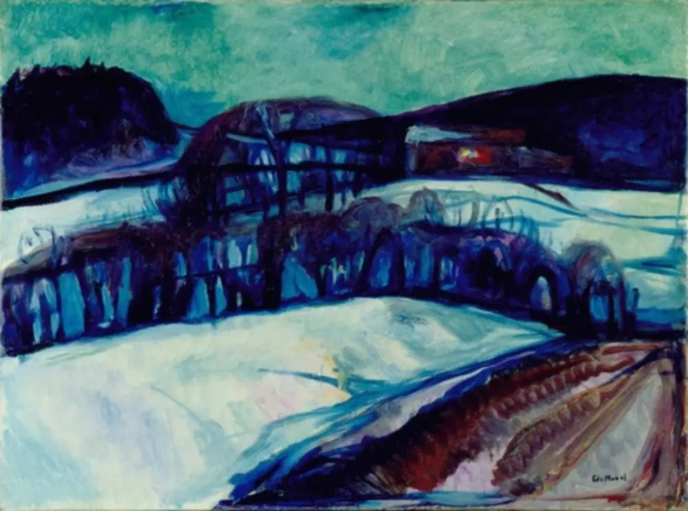 Reproduction du tableau « Paysage de neige la nuit - Edvard Munch » par Alpha Reproduction en peinture à l’huile