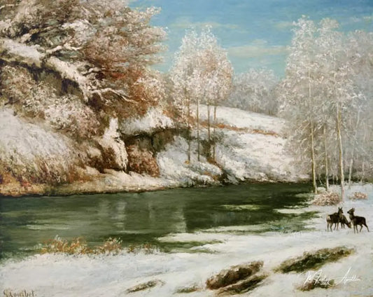 Paysage d'hiver avec cerf rouge - Gustave Courbet - Reproductions de tableaux et peintures haut de gamme